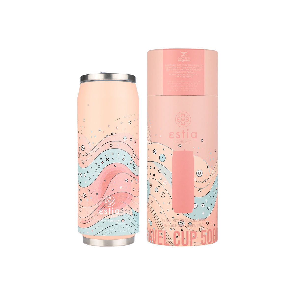 INSULATED BOTTLE TRAVEL CUP SAVE THE AEGEAN 500ml WHIMSY WONDERS - 22853