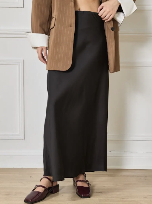 Jupe longue satinée Zelda