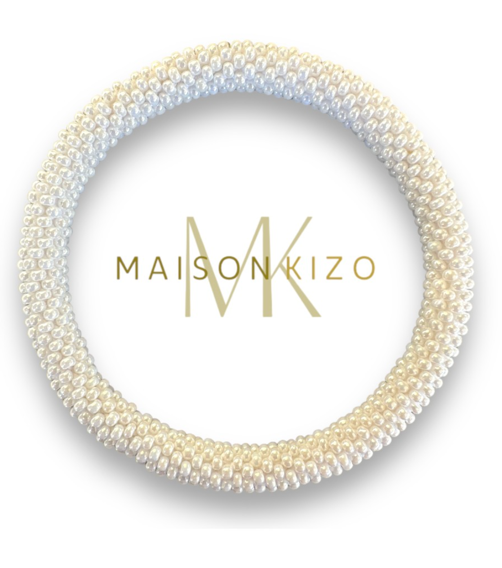 Bracelet népalais blanc nacré A15