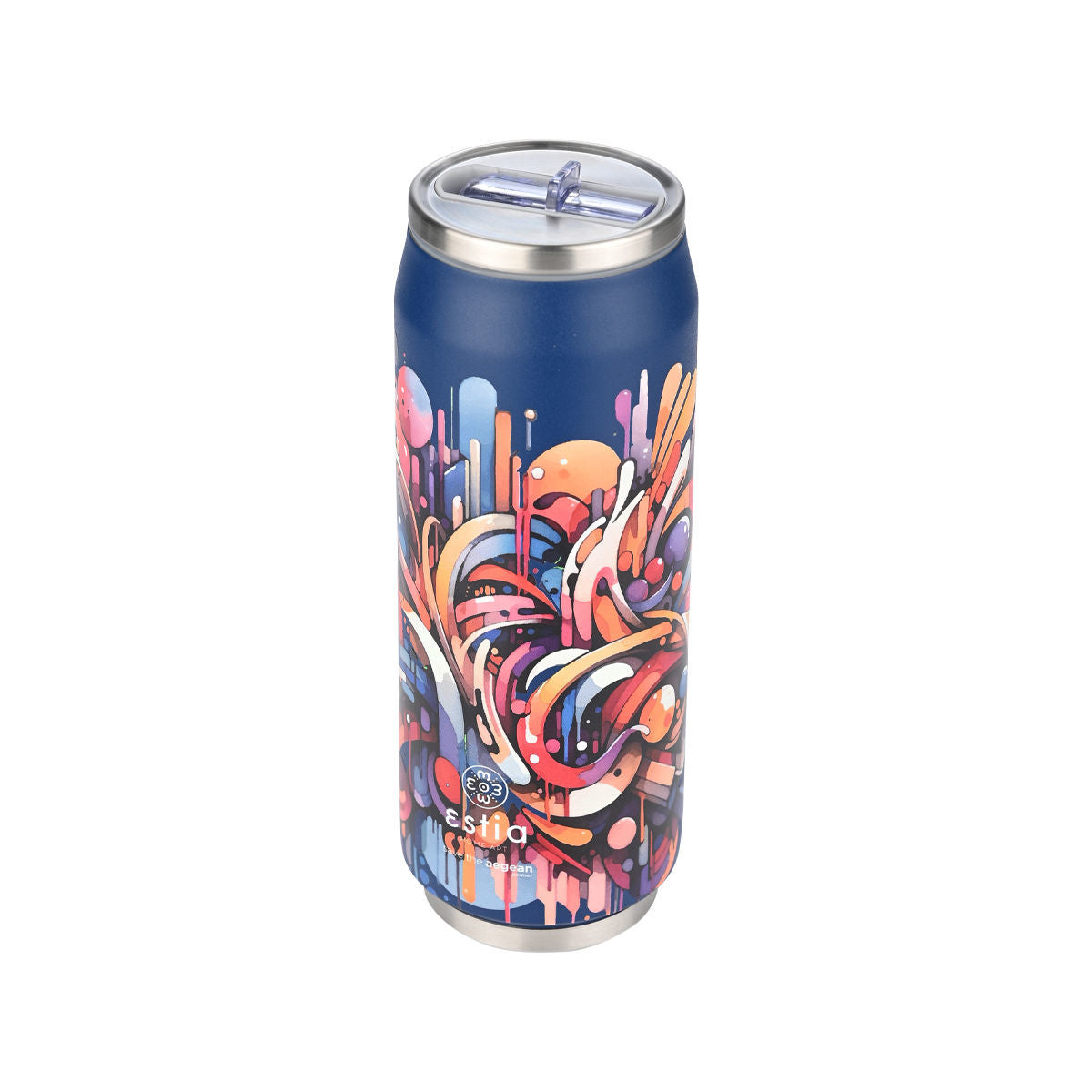 INSULATED BOTTLE TRAVEL CUP SAVE THE AEGEAN 500ml VIBRANT VORTEX 22662