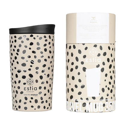 INSULATED TRAVEL MUG SAVE THE AEGEAN 350ml LEOPARD TAUPE - 25663