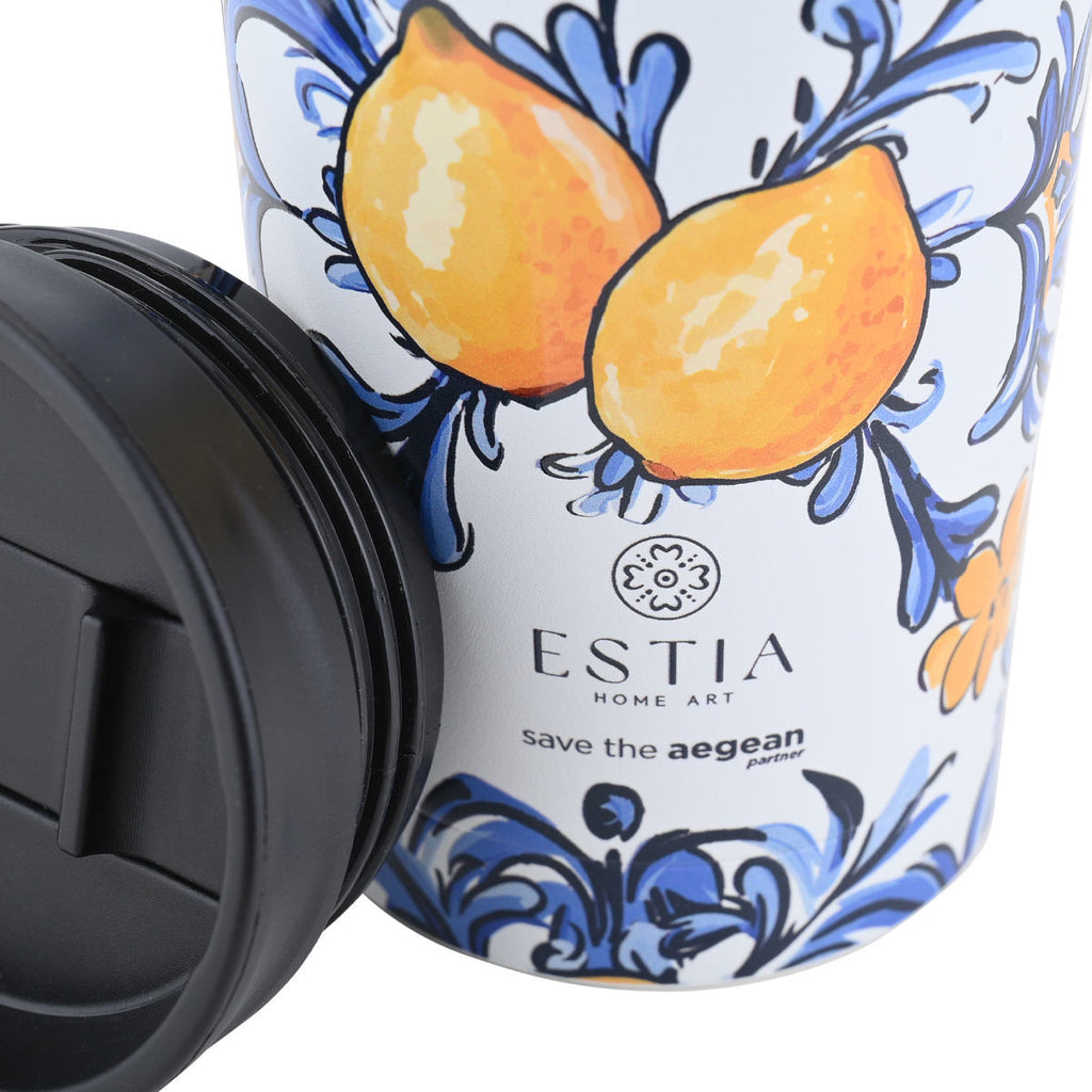 INSULATED TRAVEL MUG SAVE THE AEGEAN 350ml AMALFI COAST 31909 - art de la table Kefi Concept Store