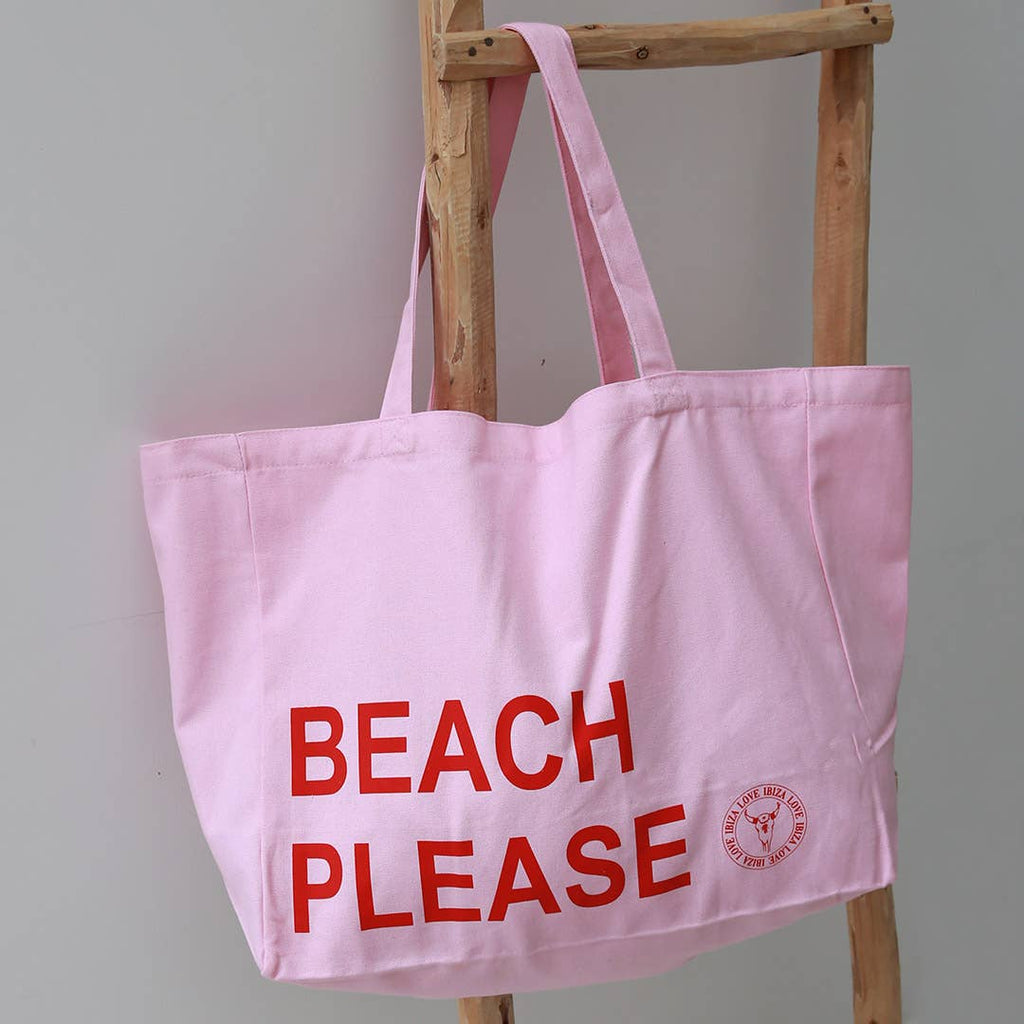 Sac en toile plage please rose