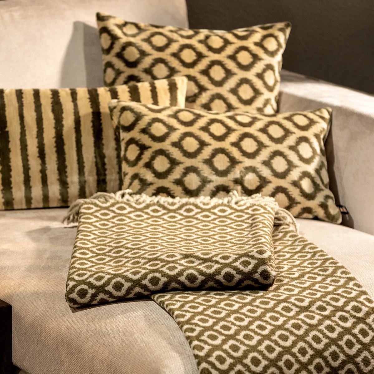 Plaid Isabella vert olive 150 x 200 cm
