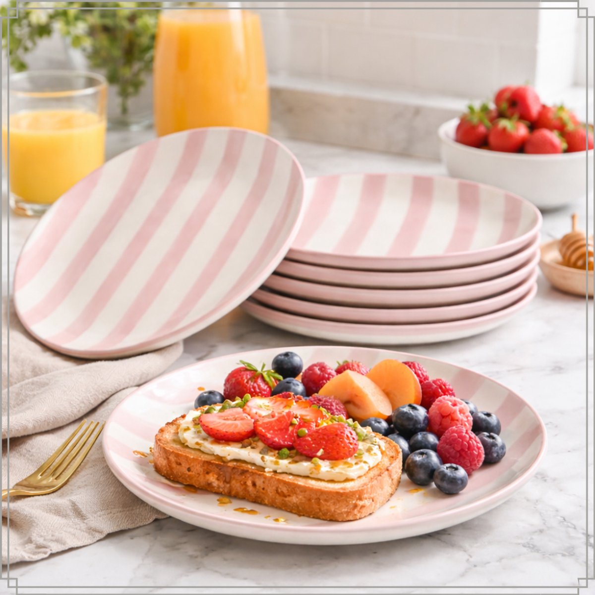 assiette rayée - art de la table Kefi Concept Store