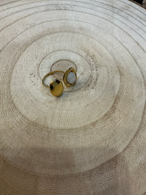 Bague dorée blanc - bijou femme Kefi Concept Store