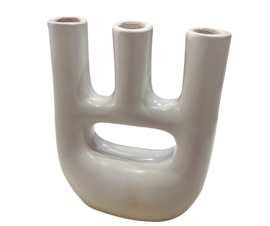 Vase triple soliflore blanc