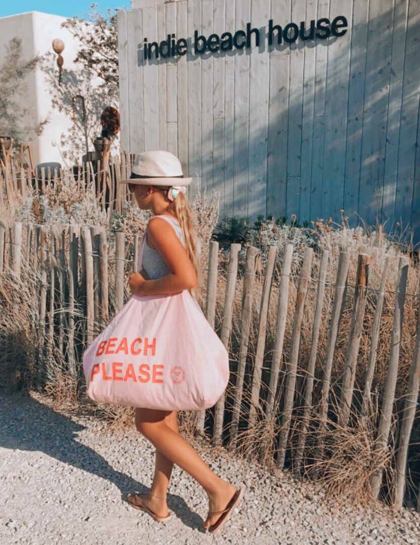Sac en toile plage please rose