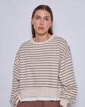 Harper - sweat rayé beige - mode femme Kefi Concept Store