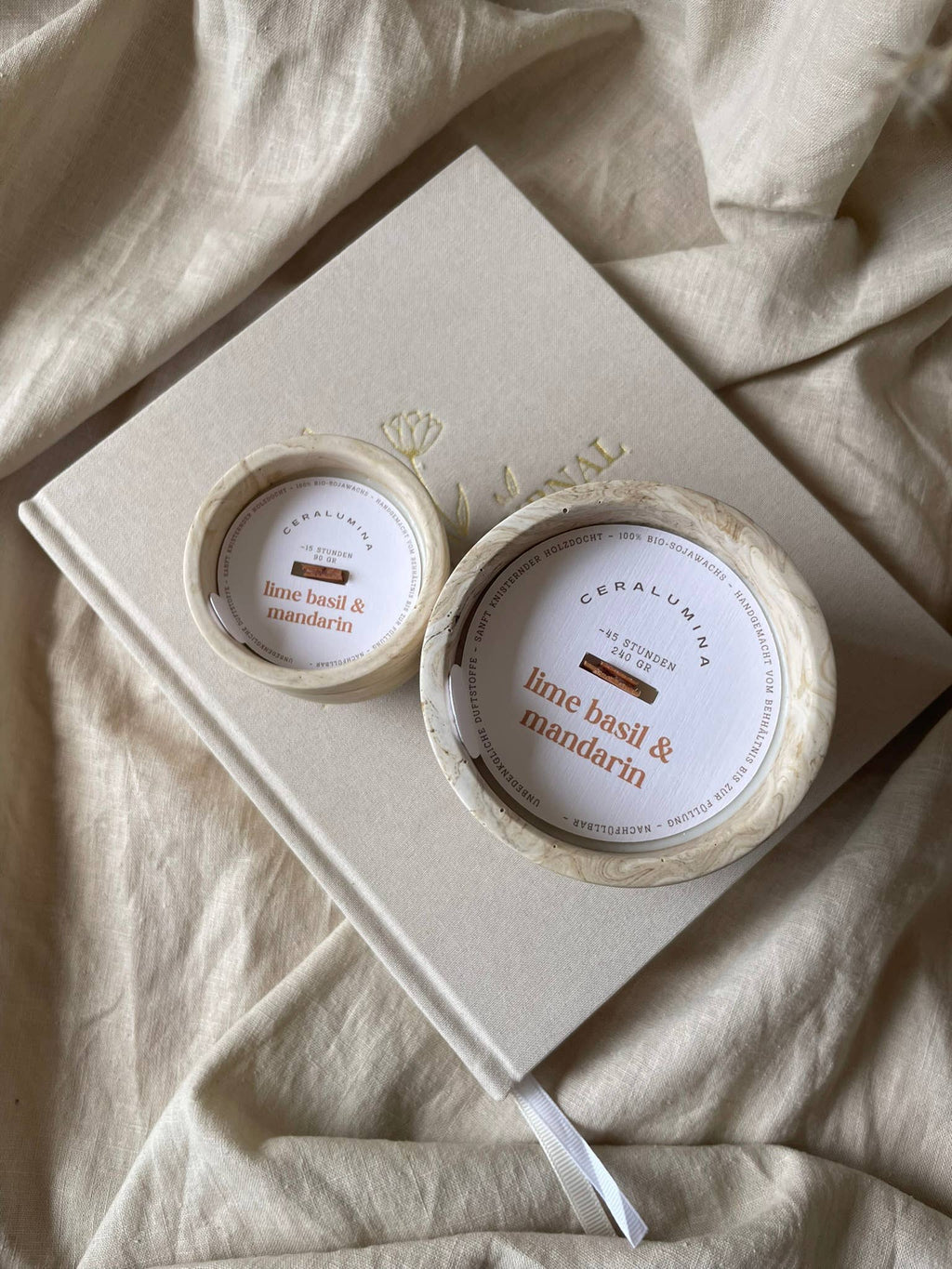 Bougie parfumée 'citron vert basilic & mandarine' en cire de soja: Grand (240g) - senteur parfumée Kefi Concept Store