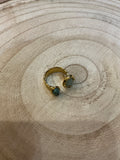 Bague dorée pierre blanche et verte - bijou femme Kefi Concept Store