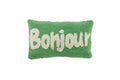 Coussin Bonjour Tufté Coton Vert/Blanc - déco maison Kefi Concept Store
