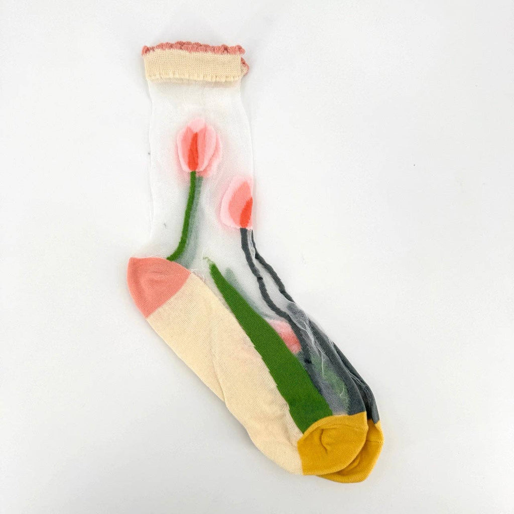 Tulipe - chaussettes fantaisie transparentes