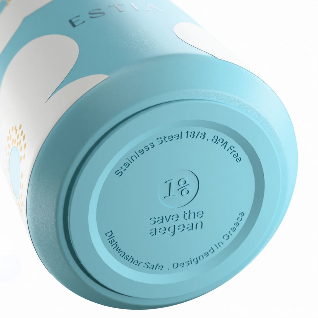 Gourde 360 ml design flower bleu - modele Lens