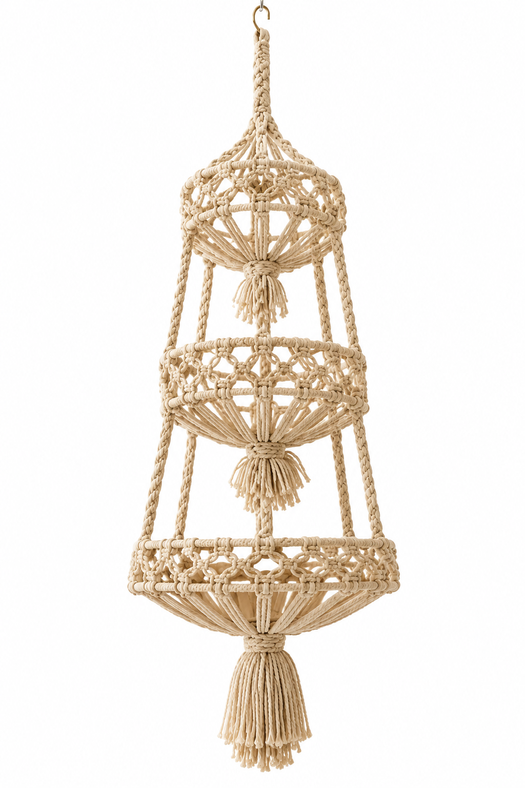 Corbeille à fruits suspendue en macramé – 3 paniers