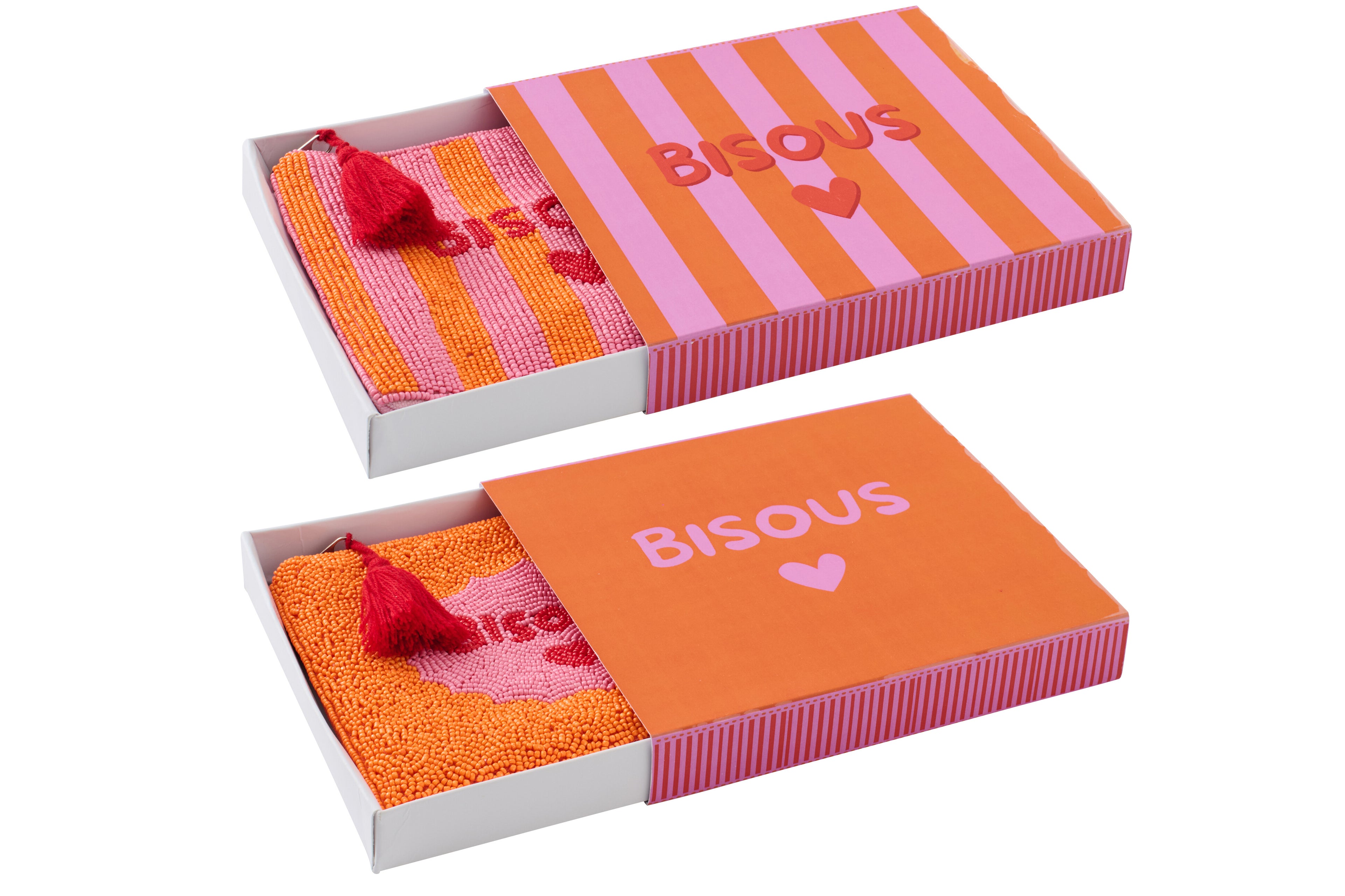 Pochette “Bisous” - Rose &amp; Orange - accessoire tendance Kefi Concept Store