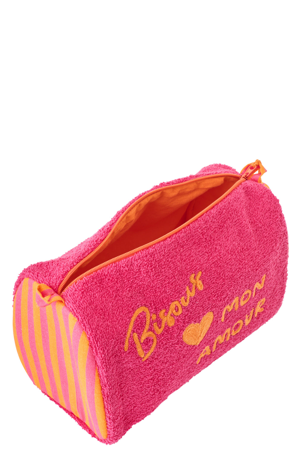 Sac De Plage et trousse Bisous Coton Rose/Orange - accessoire tendance Kefi Concept Store