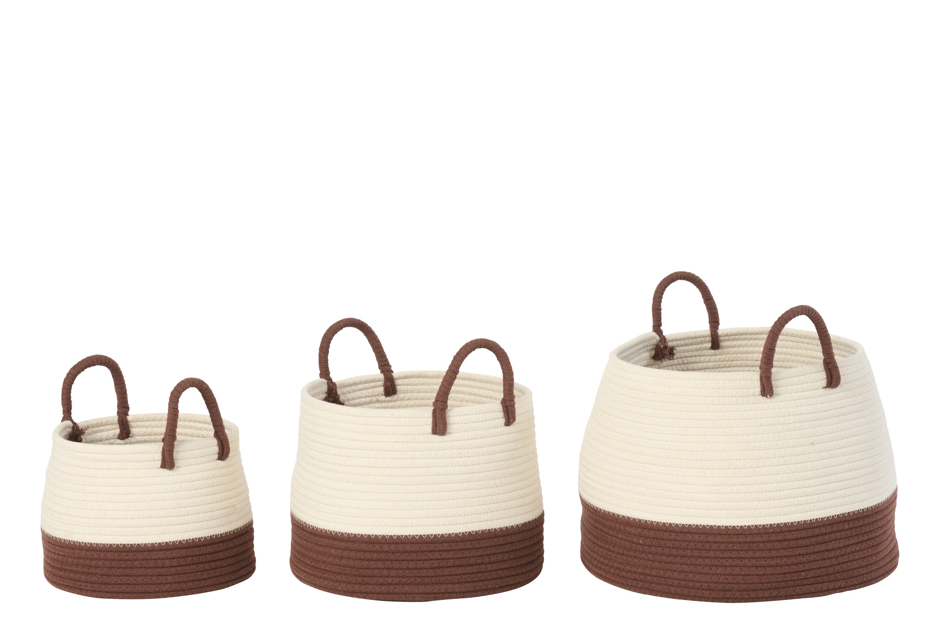 Set de 3 paniers marrons/ blancs (38x28x38cm) - déco maison Kefi Concept Store