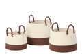 Set de 3 paniers marrons/ blancs (38x28x38cm) - déco maison Kefi Concept Store