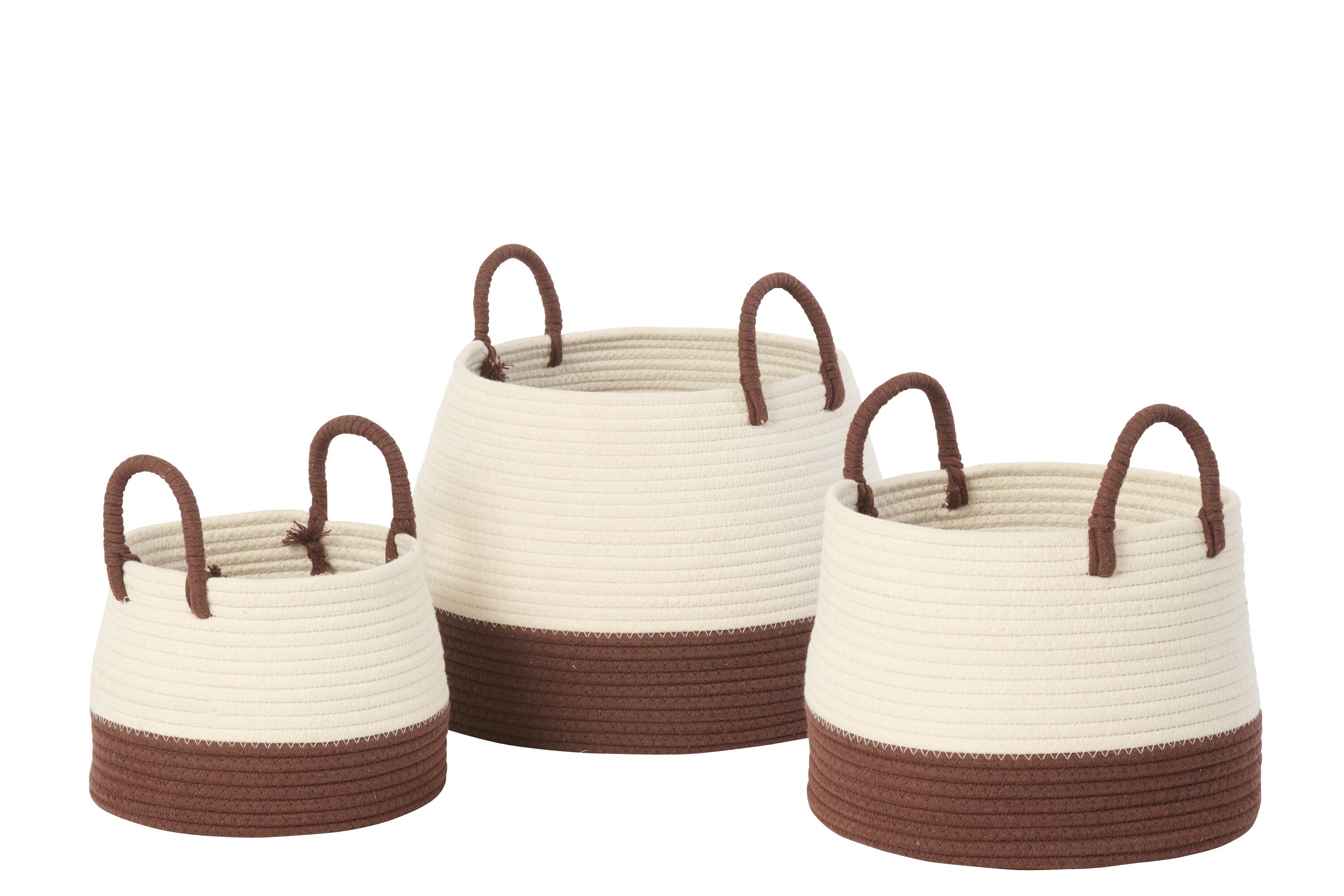Set de 3 paniers marrons/ blancs (38x28x38cm) - déco maison Kefi Concept Store