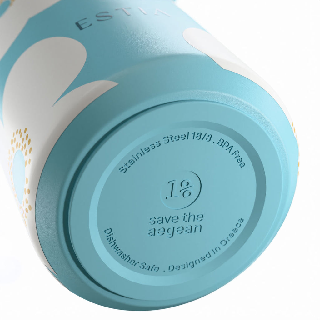 Gourde 500 ml design flowers / bleu - modele Pulse