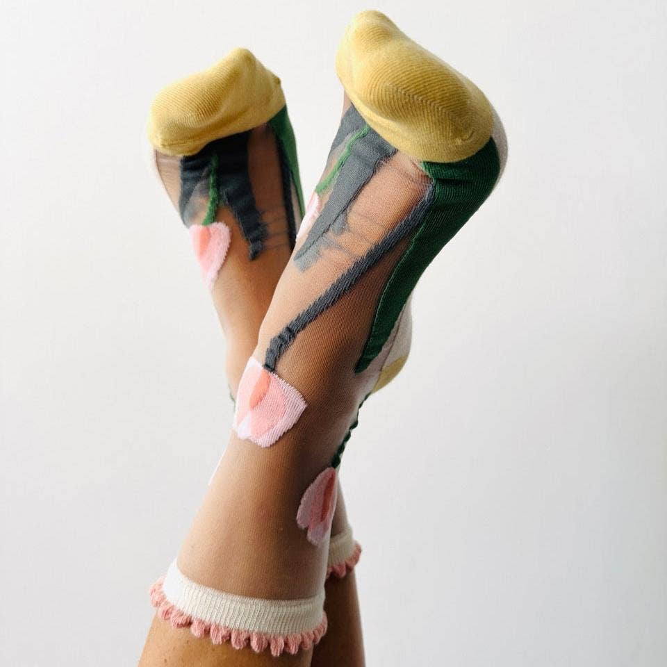 Tulipe - chaussettes fantaisie transparentes