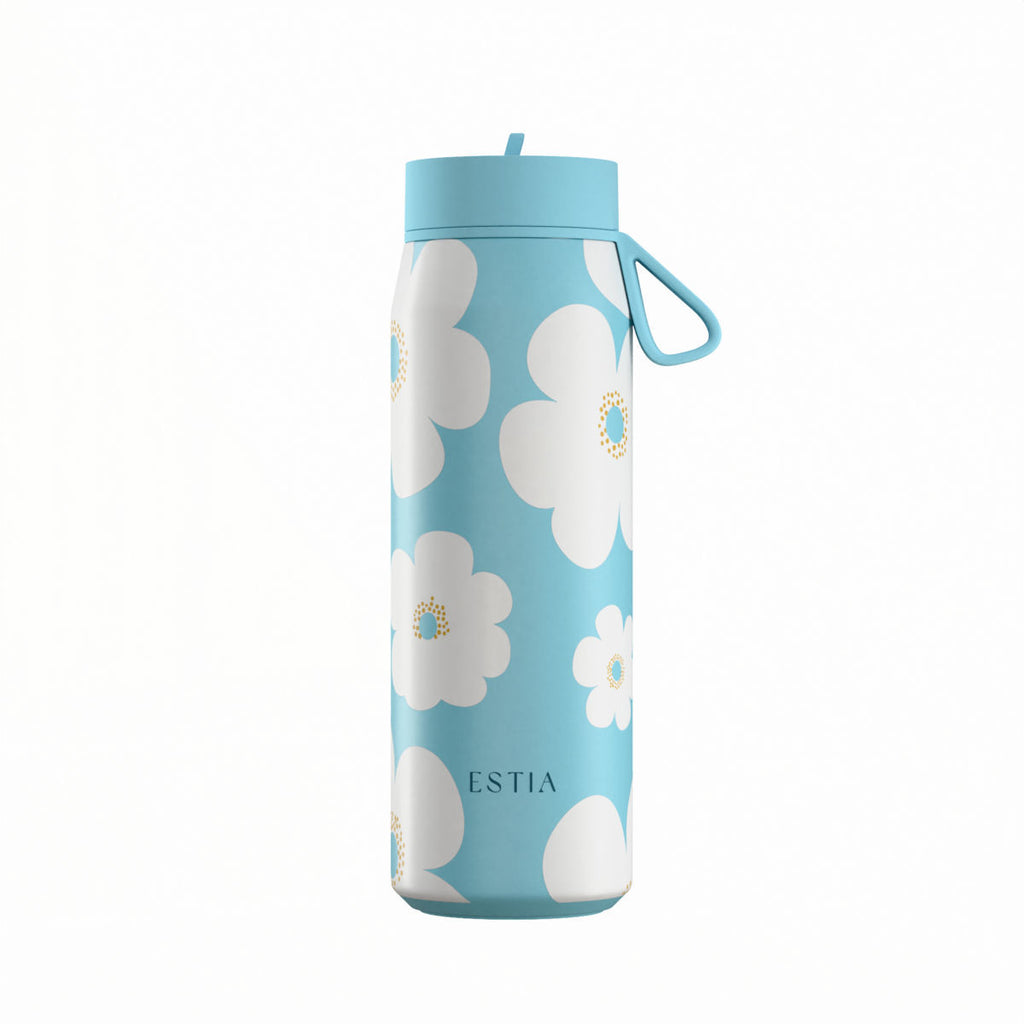 Gourde 500 ml design flowers / bleu - modele Pulse