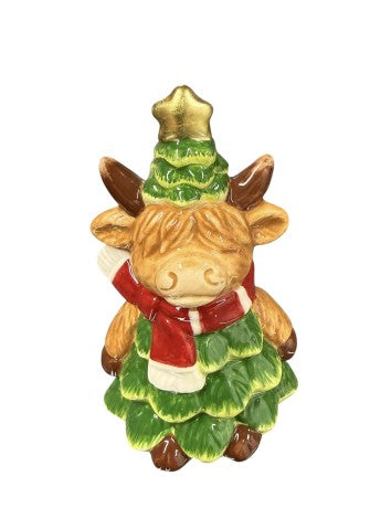 Décoration de Noël vache en céramique - vert