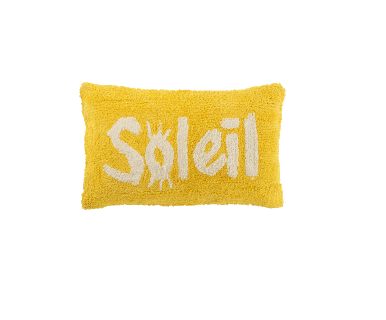 Coussin Soleil Tufté Coton Jaune/Blanc