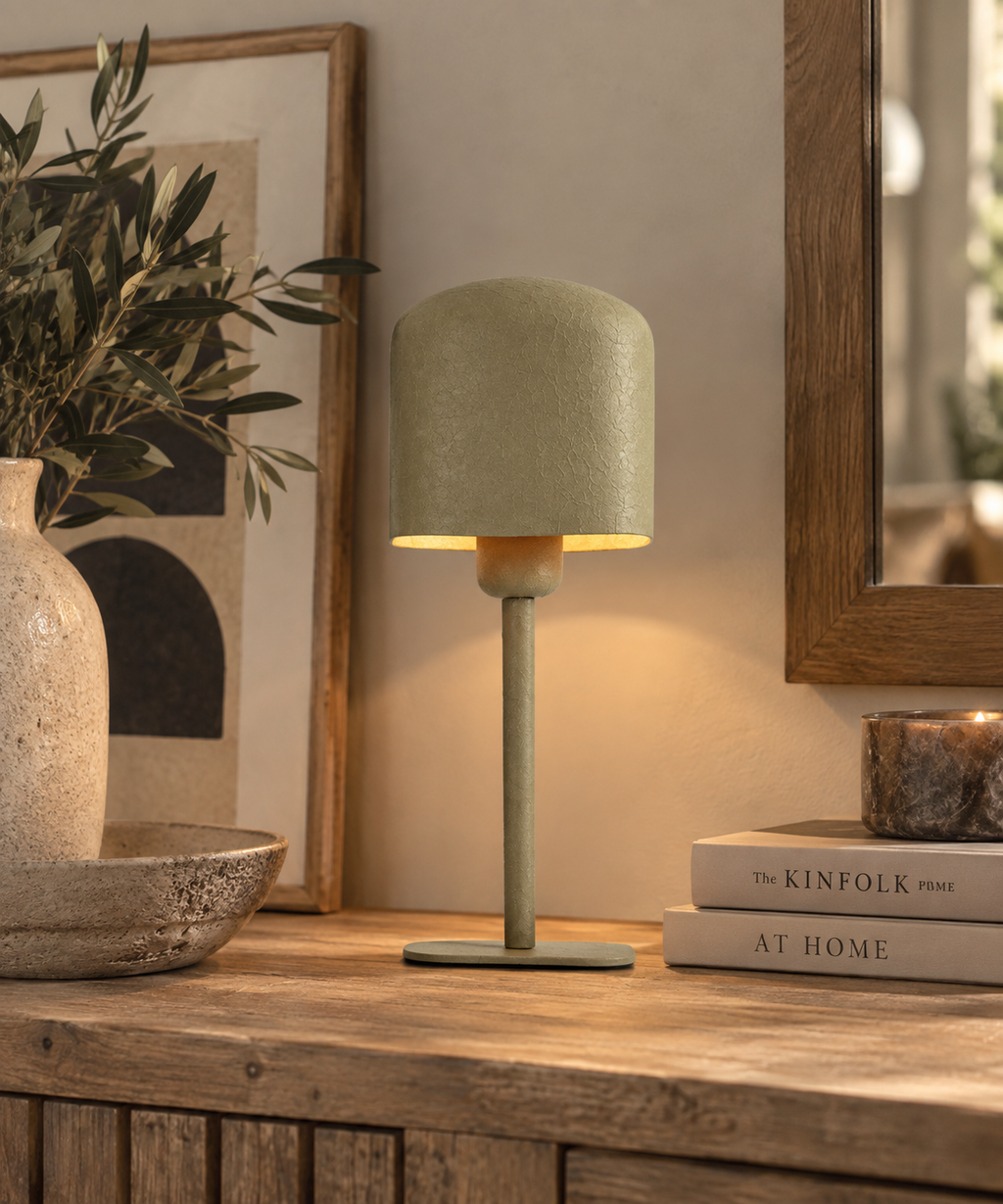 Lampe de table 13x13x36 ELENIE  vert olive