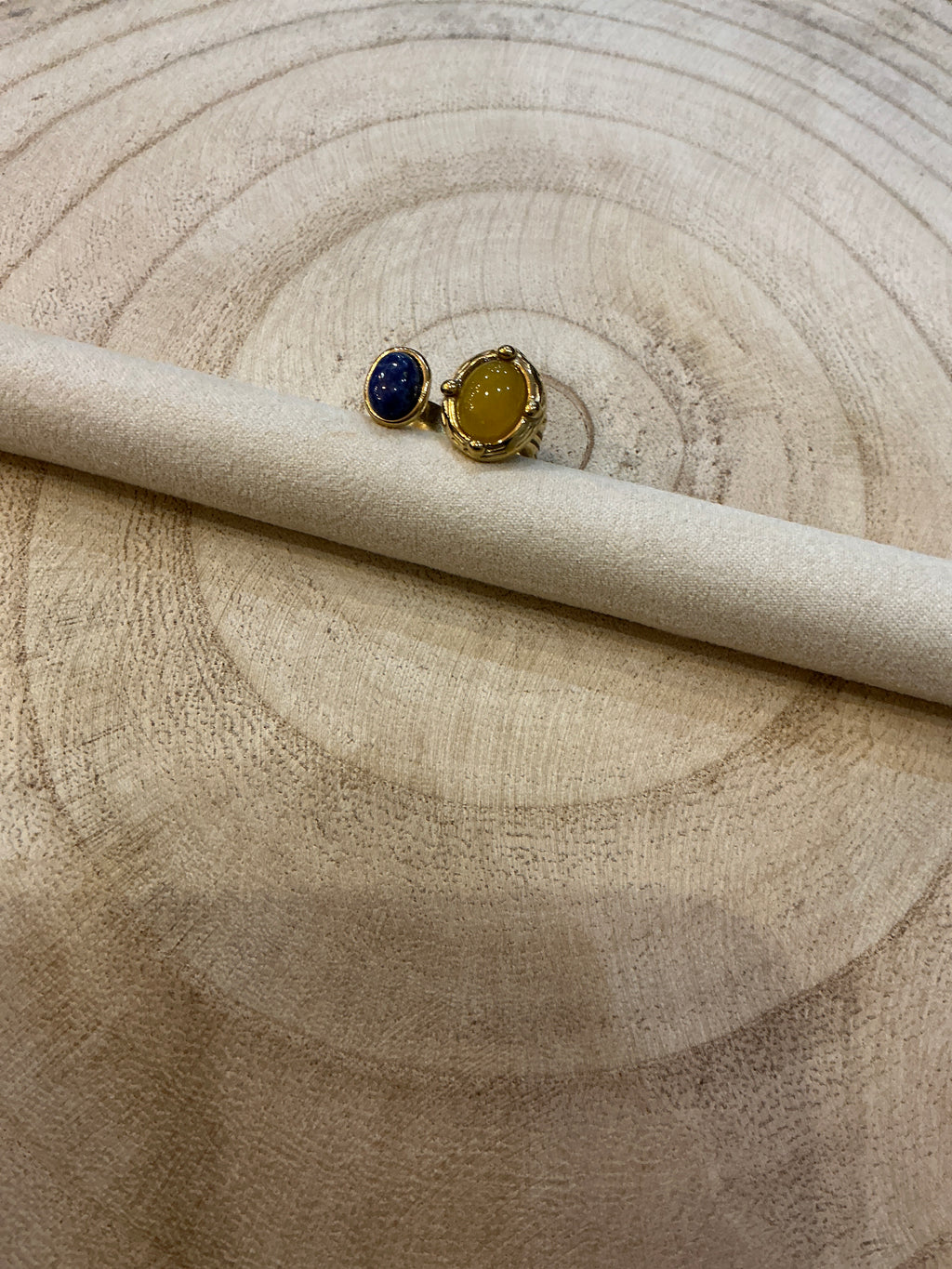 Bague dorée pierre jaune et bleu - bijou femme Kefi Concept Store
