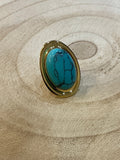 Bague ovale dorée turquoise - bijou femme Kefi Concept Store