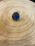 Bague ronde dorée bleue éclats dorés - bijou femme Kefi Concept Store