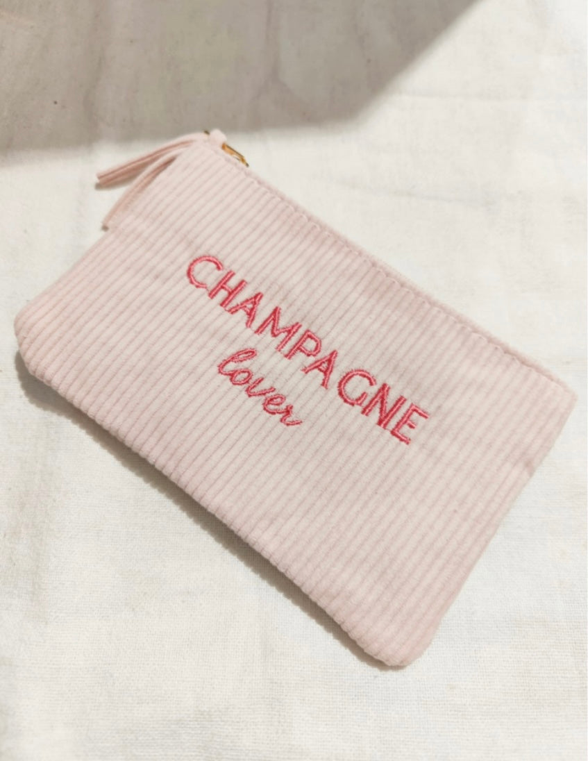 Pochette champagne lover côtelée rose pastel - accessoire tendance Kefi Concept Store