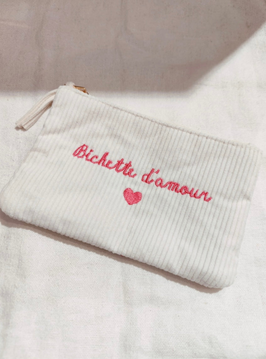 Pochette bichette d’amour côtelée crème