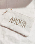 Pochette AMOUR côtelée crème - accessoire tendance Kefi Concept Store