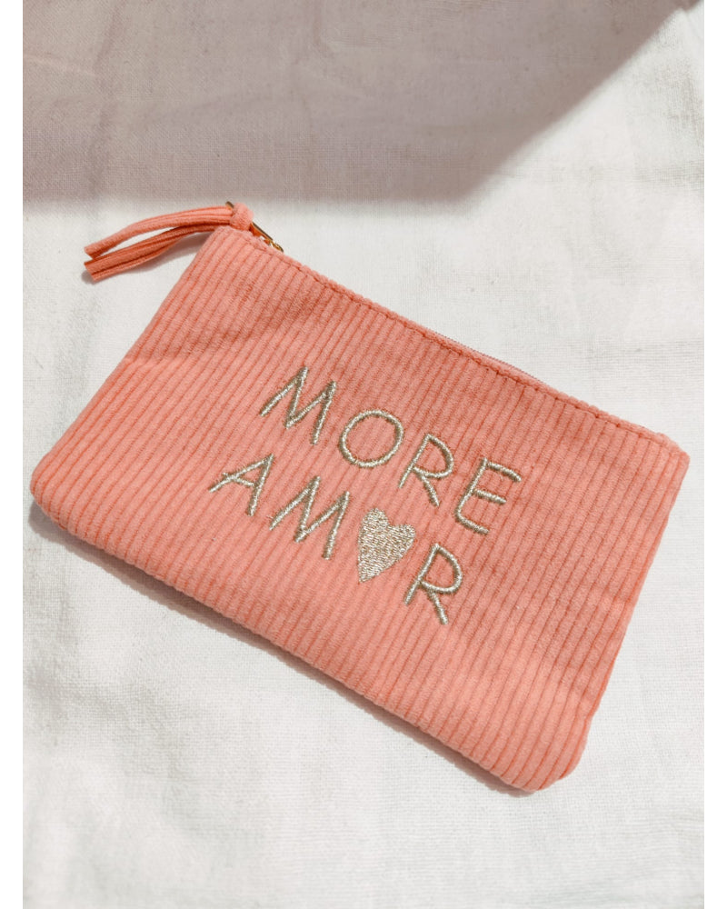 Pochette MORE AMORE  côtelée corail