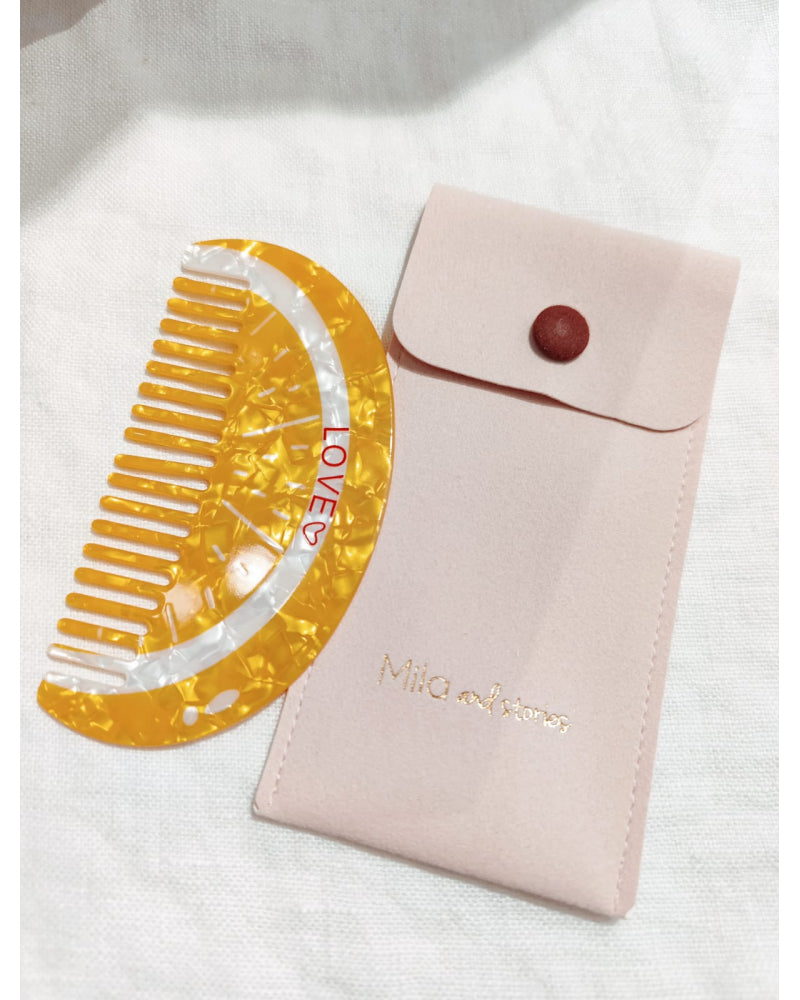 Peigne pastèque et sa pochette rose
