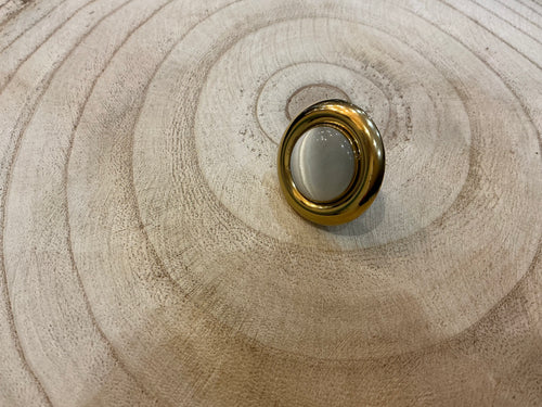 Bague rond pierre blanche nuances - bijou femme Kefi Concept Store