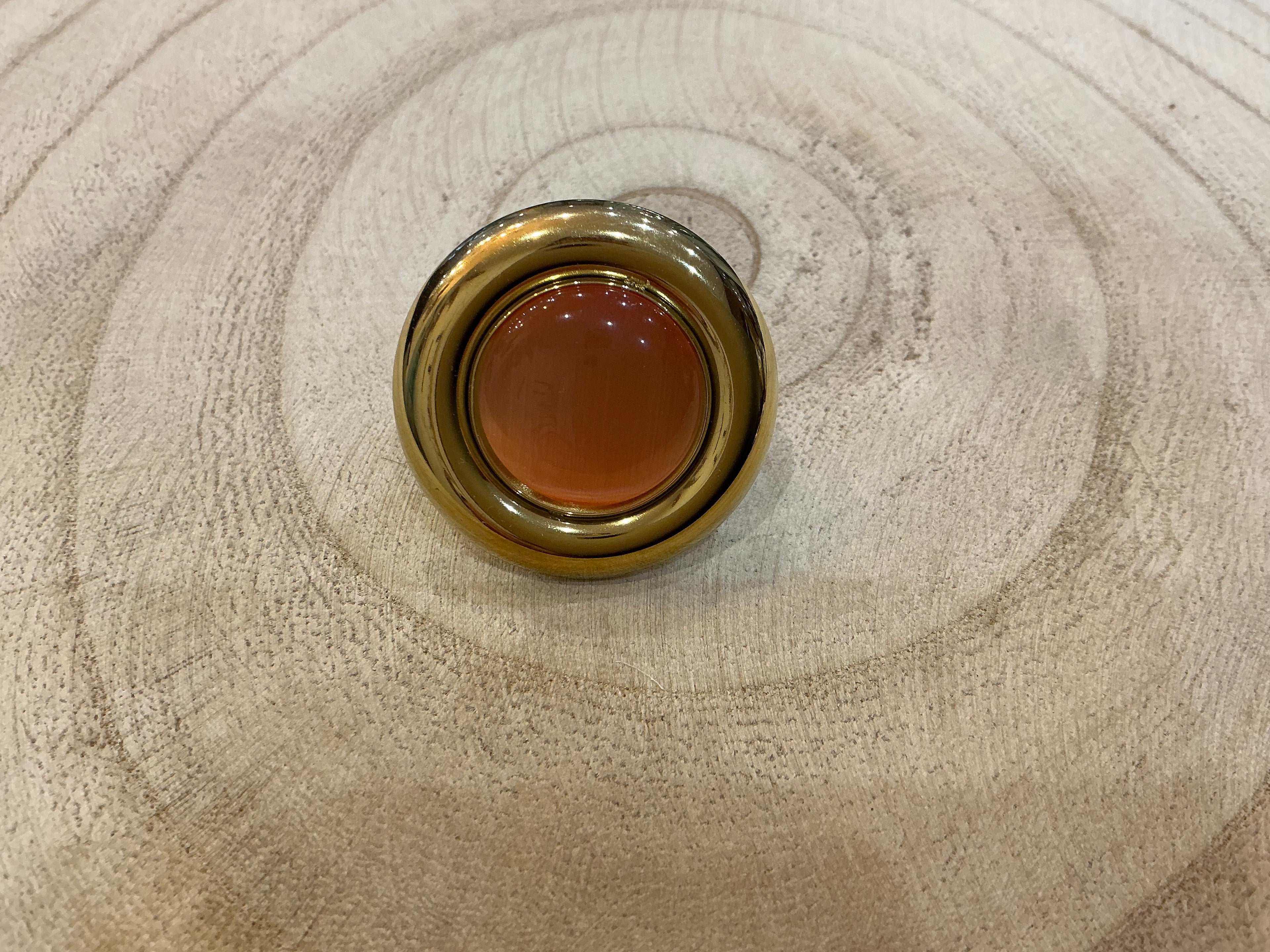 Bague rond pierre couleur pêche nuances