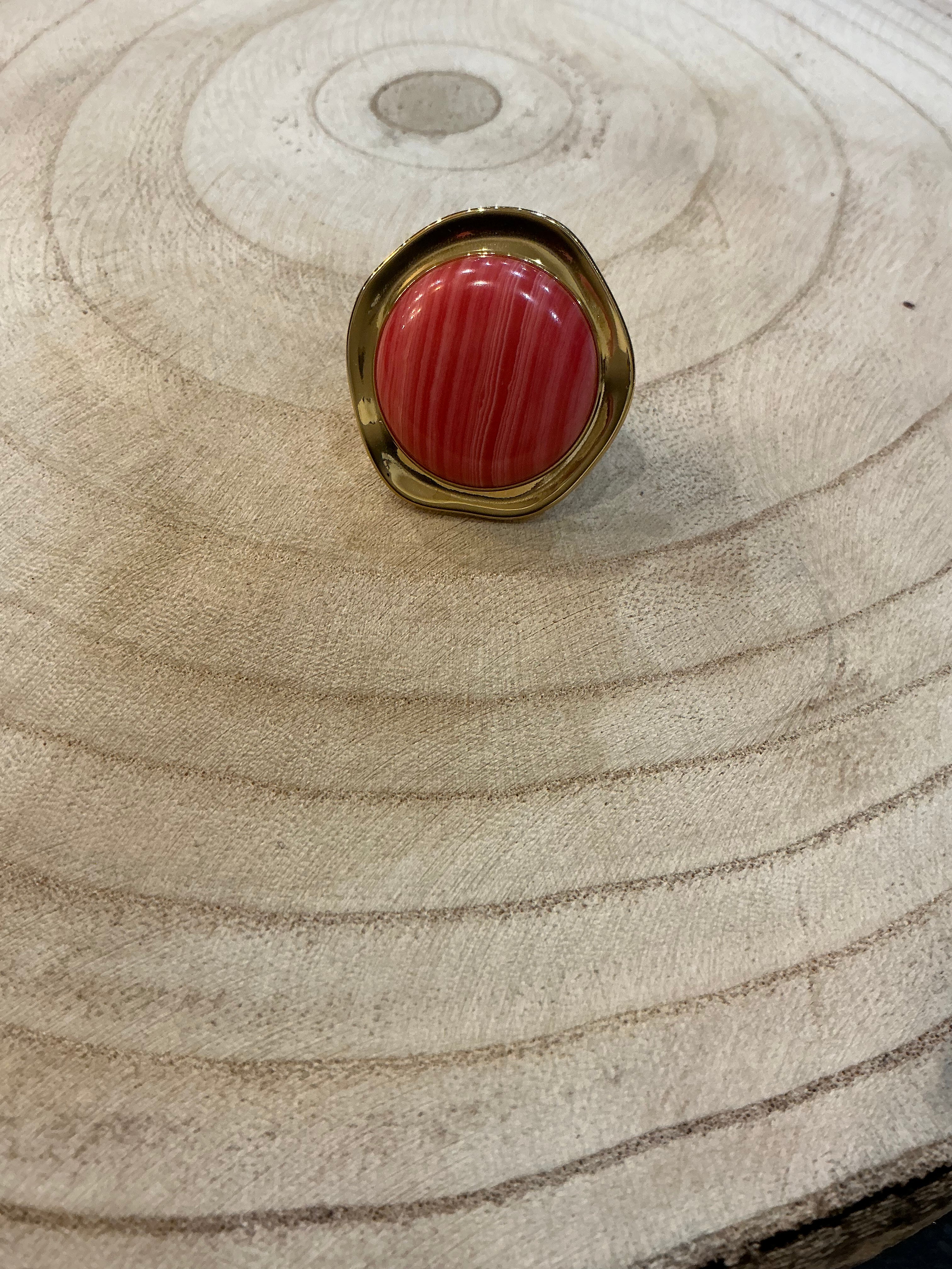 Bague rond pierre couleur rose  nuances