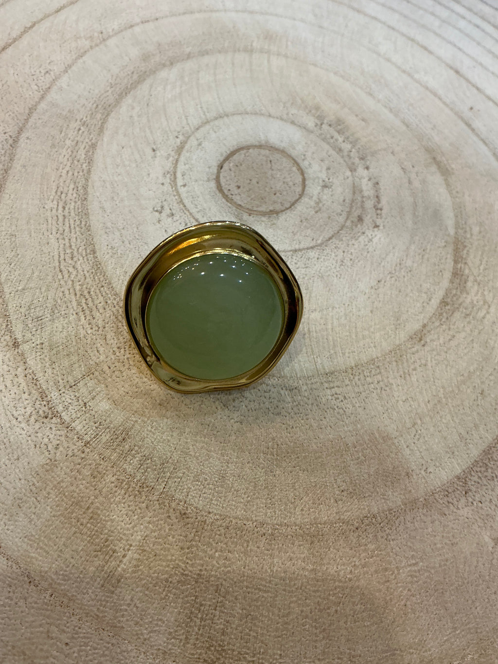 Bague ronde dorée pierre jaune / vert - bijou femme Kefi Concept Store
