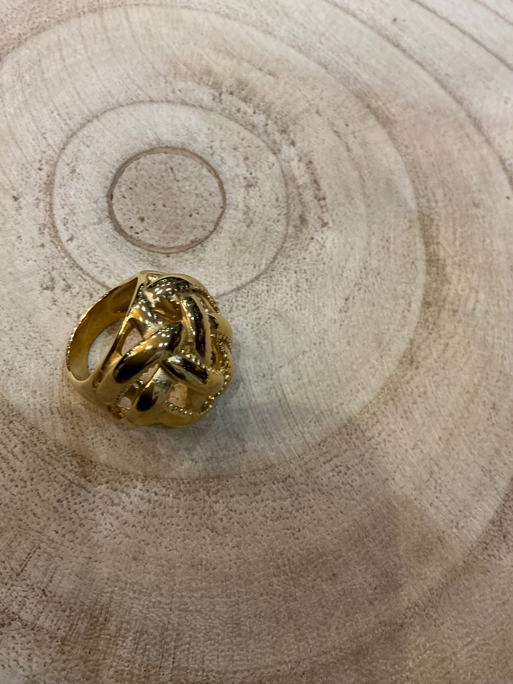 Bague tressée bombée dorée - bijou femme Kefi Concept Store