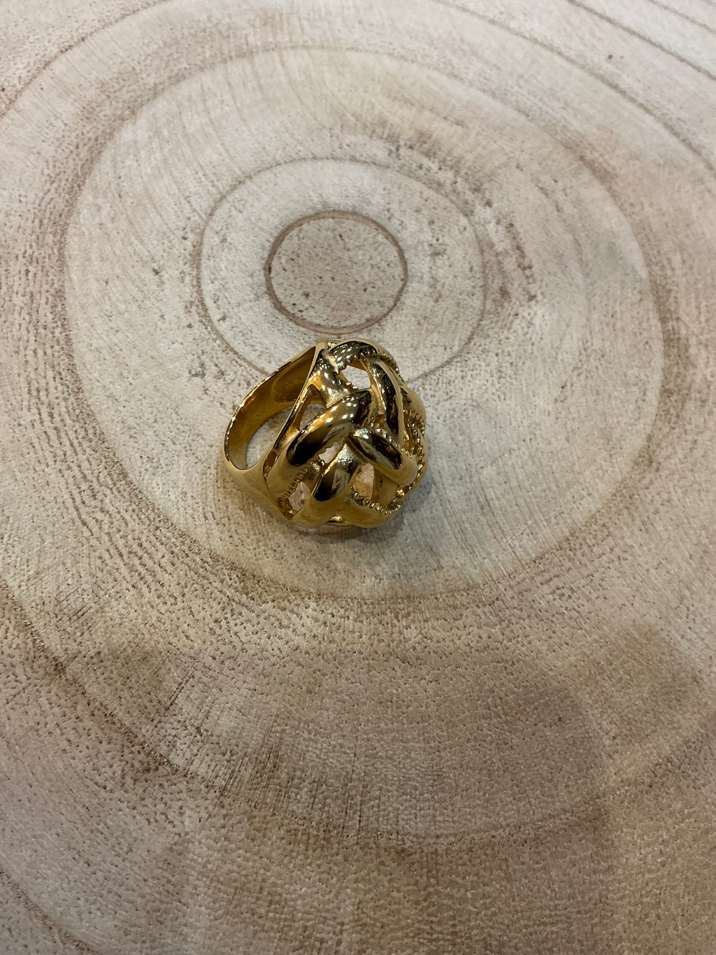 Bague tressée bombée dorée - bijou femme Kefi Concept Store