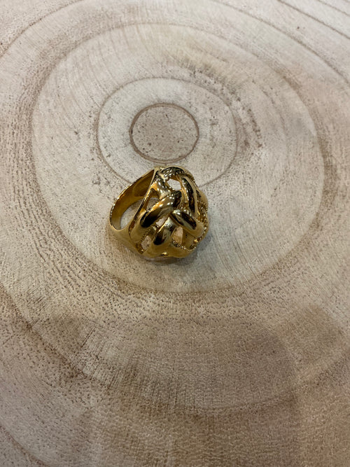 Bague tressée bombée dorée - bijou femme Kefi Concept Store