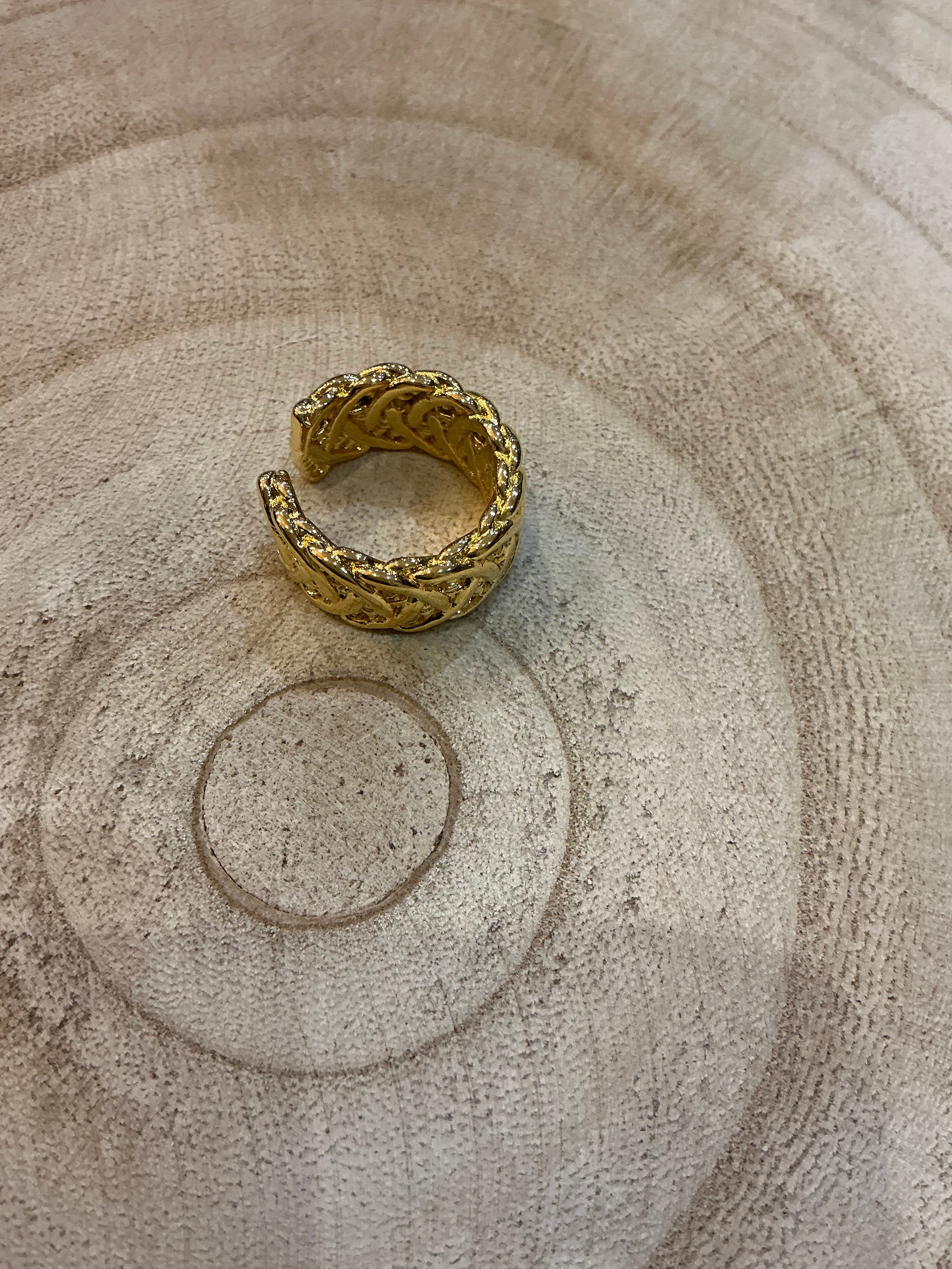 Bague tressée dorée large