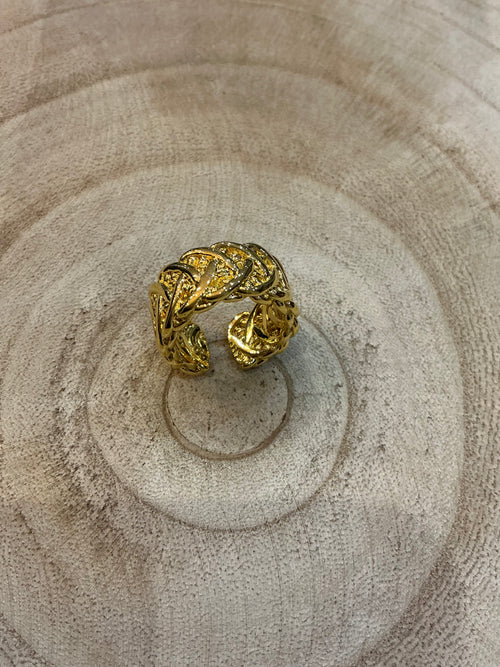 Bague tressée dorée large - bijou femme Kefi Concept Store