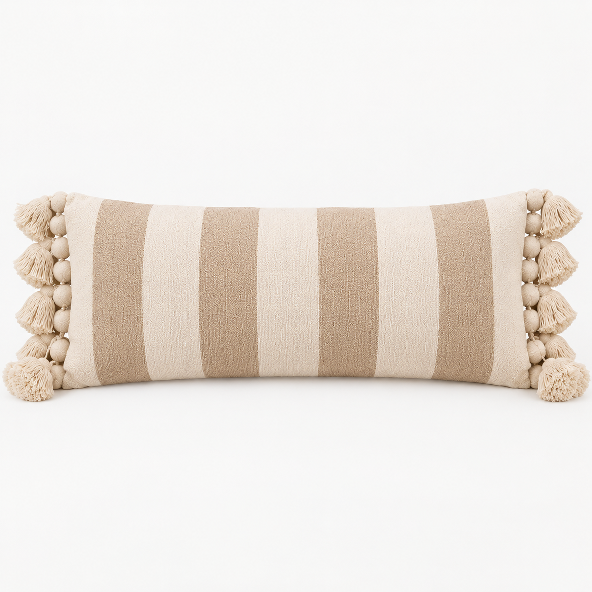 Coussin Stripe 40 x 90 cm beige pompons