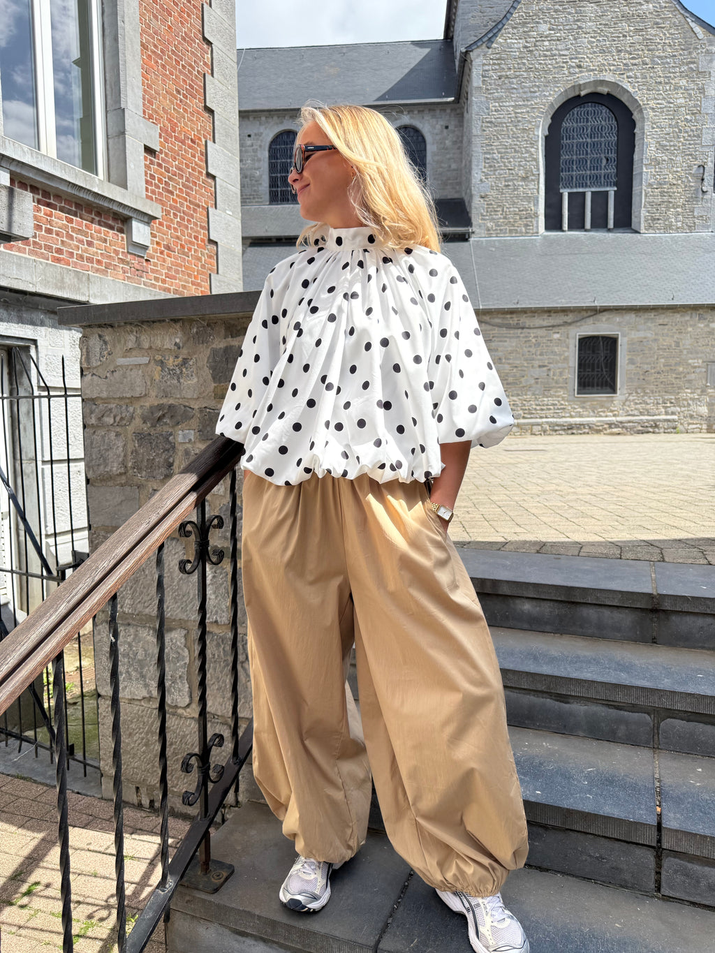 Blouse Apolline blanche à pois