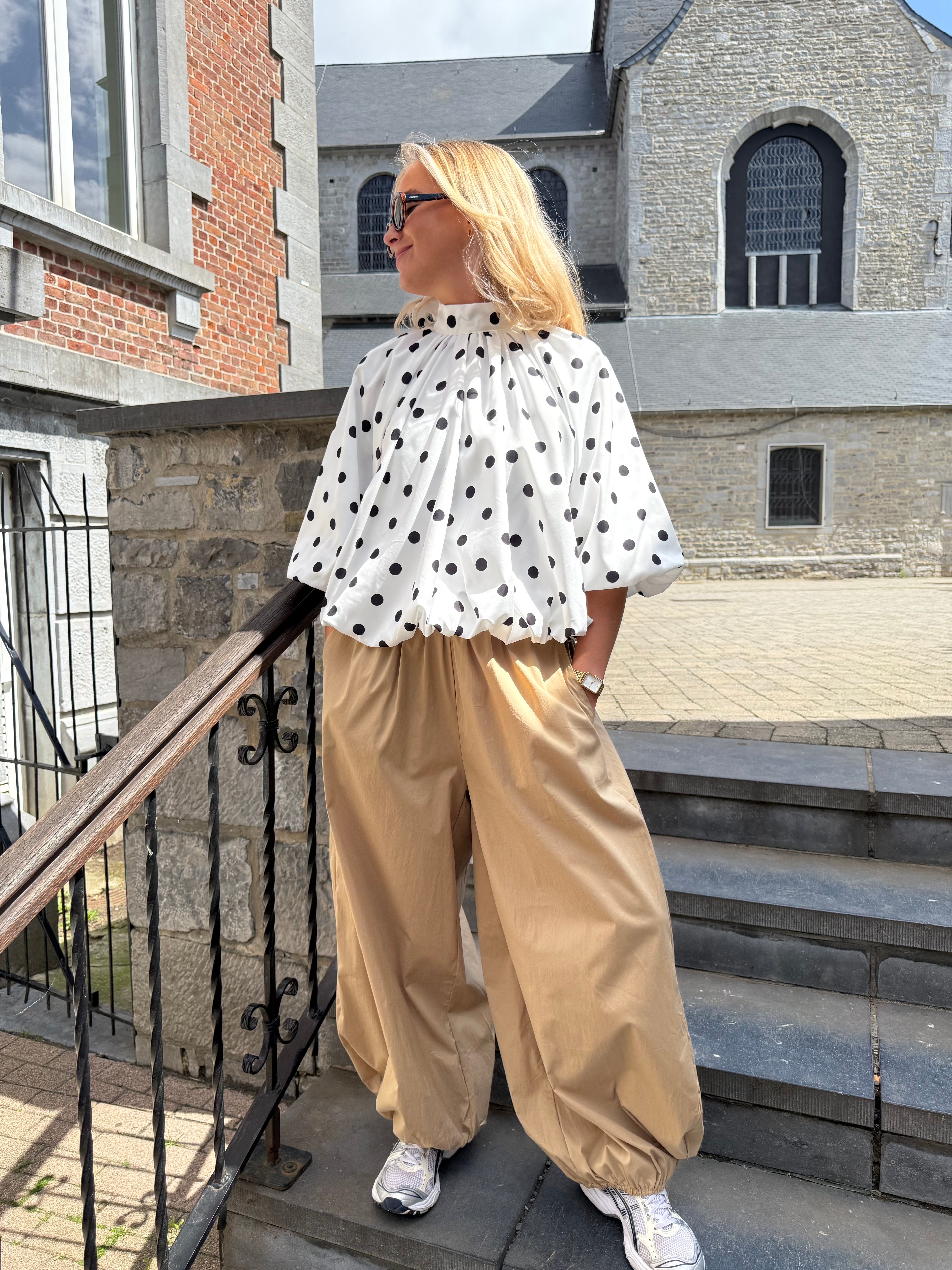Blouse Apolline blanche à pois